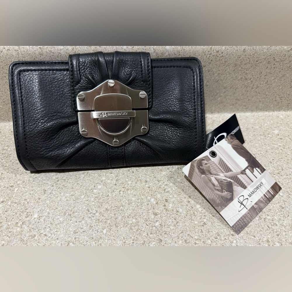 B. Makowsky Black Leather Wallet